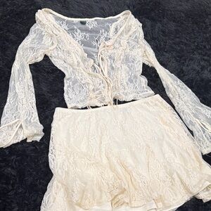 Wild Fable Lace Top in Black and Cream